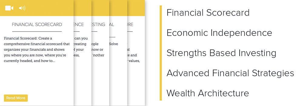 Lever 2: Financial Scorecard, Economic Independence, Strengths Based Investing, Advanced Financial Strategies, Wealth Architecture